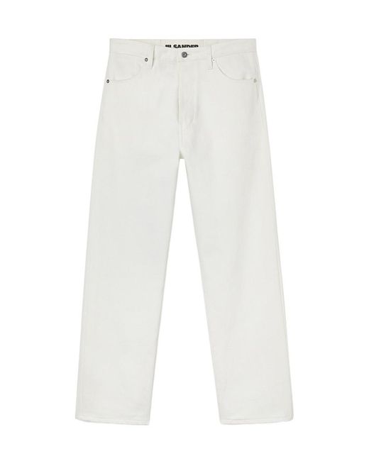 Jil Sander White Button Detailed Straight Leg Jeans for men