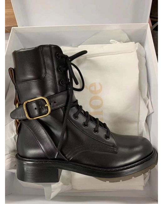 Chloé Black Chloé Diane Lace-Up Ankle Boots