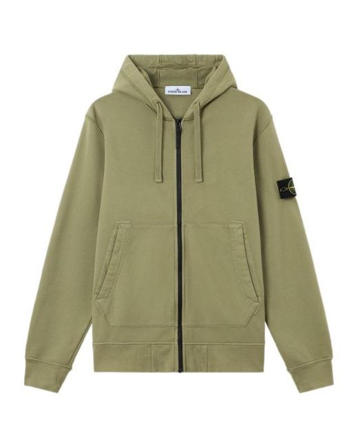 Stone Island Green Regular-Fit Zip-Up Hooded Sweatshirt With Pockets for men