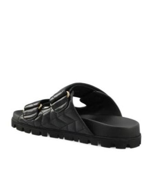 Miu Miu Black Quilted Slip-On Sandals