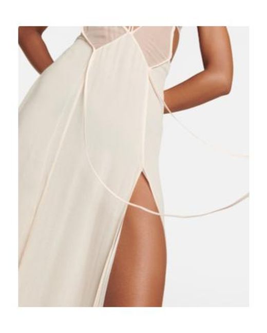Nensi Dojaka White Bridal Cutout Silk Chiffon Gown