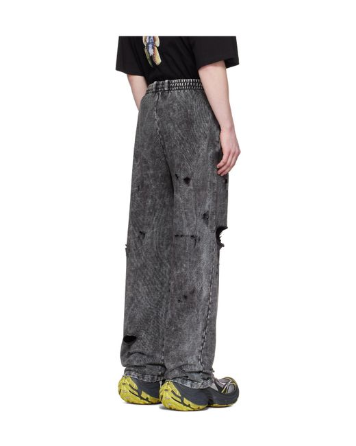 we11done Gray Destroyed Jersey Sweatpants for men