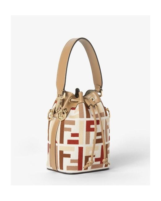 Fendi White Mon Tresor Drawstring Bucket Bag