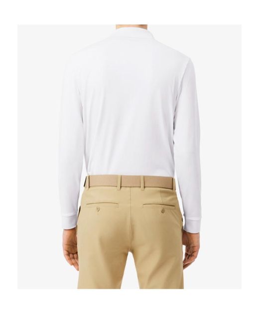 Lacoste White Regular Fit Ultra Dry Long Sleeved Golf Pol Shirt for men