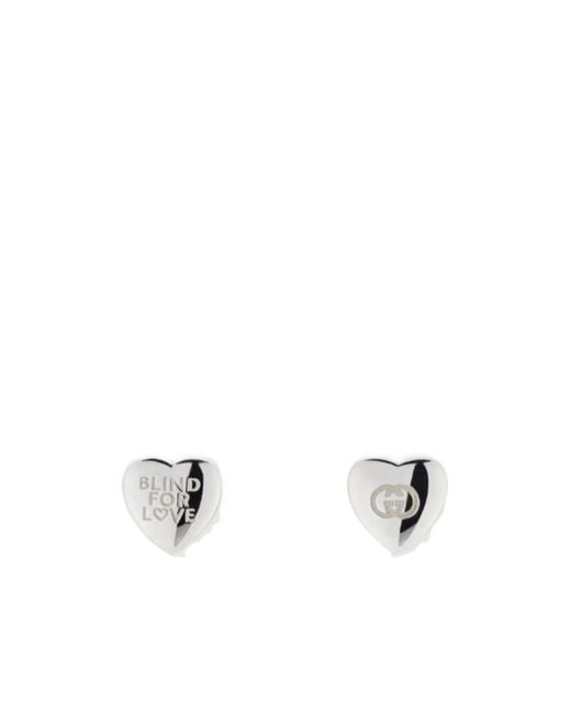 Gucci White Blind For Love Stud Earrings