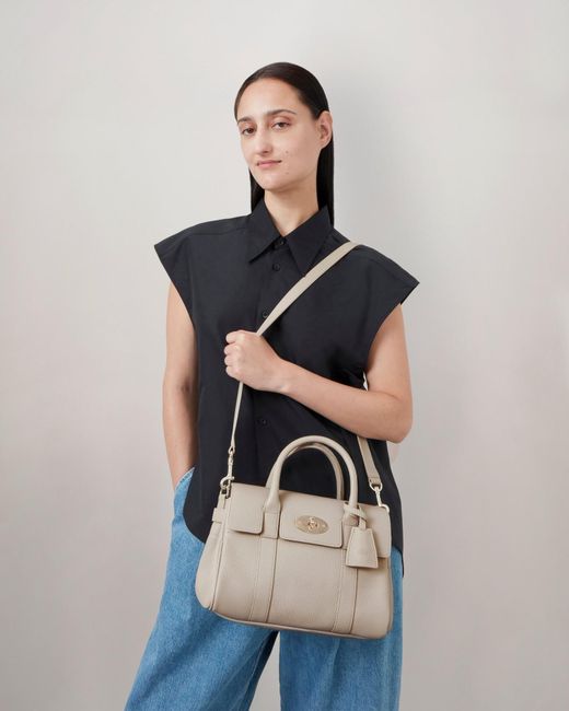 Mulberry White Bayswater Foldover Top Small Tote Bag