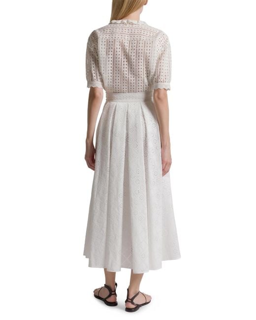 Alberta Ferretti White Sangallo Lace Long Skirt