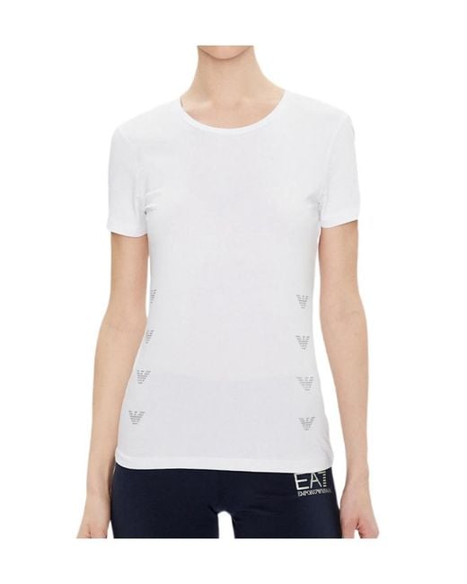 EA7 White Solid Cotton-Modal T-Shirt