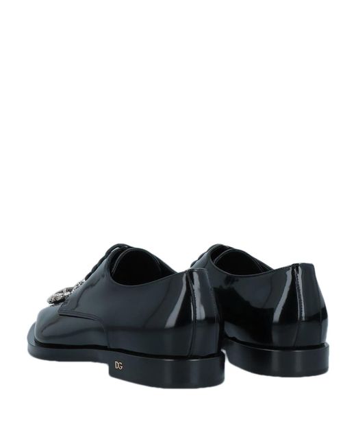 Dolce & Gabbana Black Solid Color Laced Shoes
