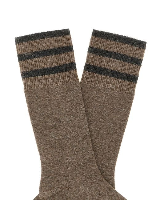 Brunello Cucinelli White Luxe Detailed Long Socks