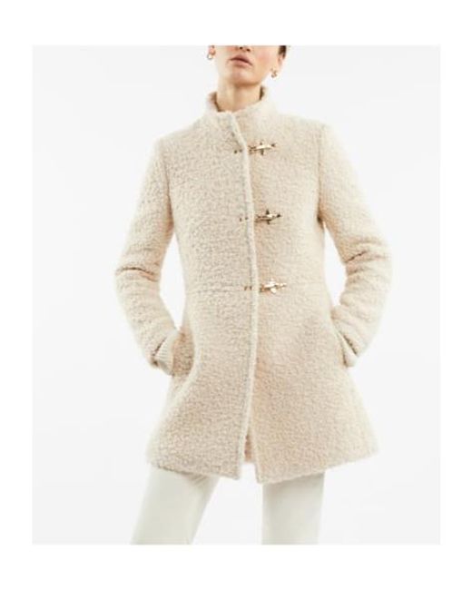 Fay Natural Virginia Bouclé Stand-Up Collar Coat