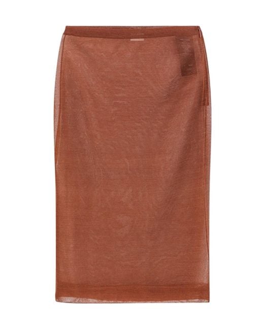 Saint Laurent Brown Wide Hem Pencil Skirt