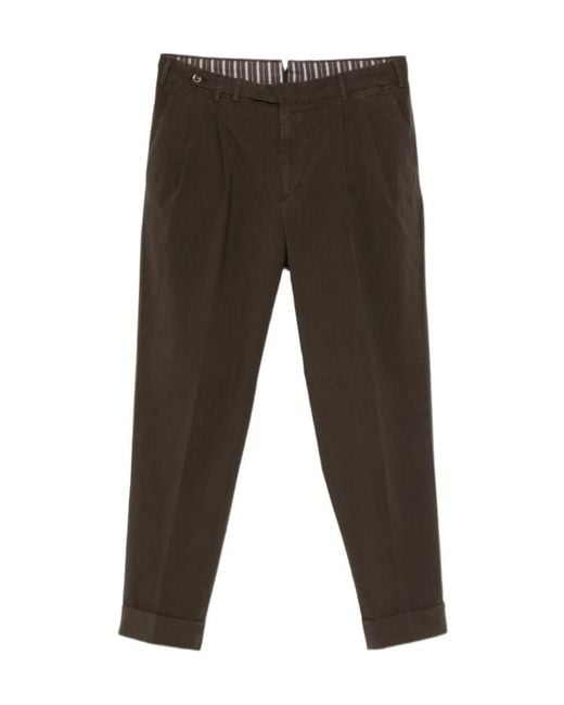 Pt Pantaloni Gray Pt Torino Carrot 2P Pleated Pants for men