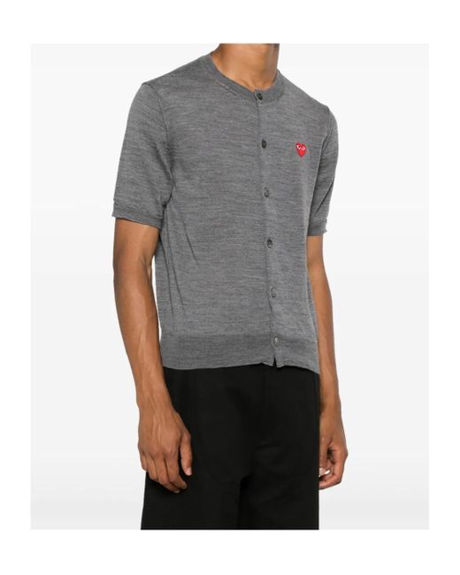 COMME DES GARÇONS PLAY Gray Heart-Patch Wool Cardigan for men