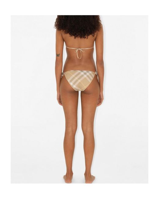 Burberry White Checked Halterneck Triangle Bikini Top