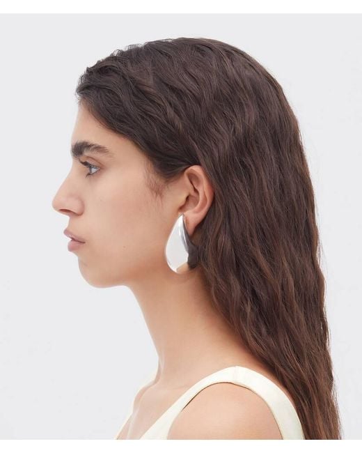 Bottega Veneta White Drop Earrings