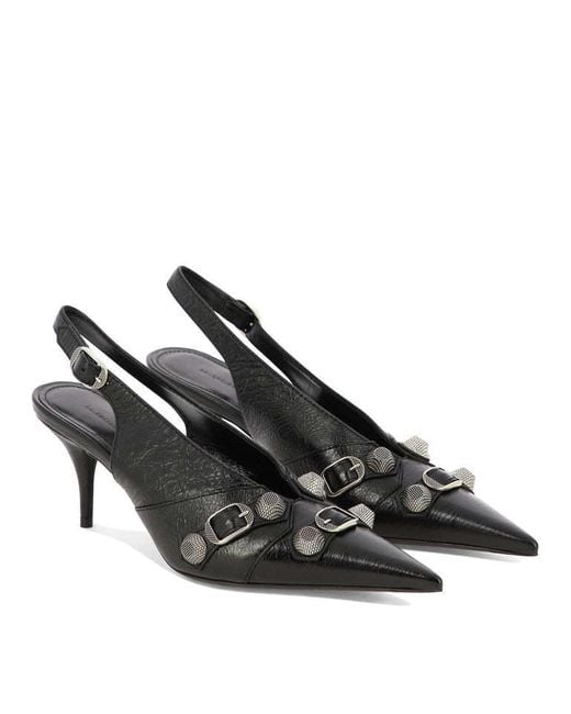 Balenciaga Black Cagole Slingback Pumps