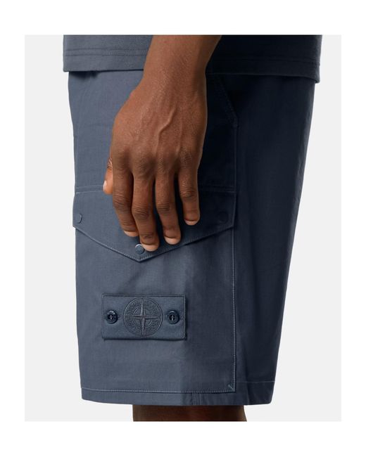Stone Island Blue Ghost Cargo Shorts for men