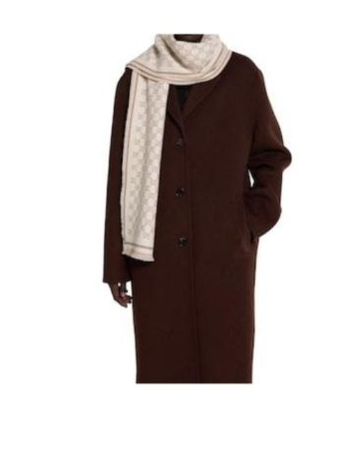Gucci Natural Frayed Edge Gg Jacquard Scarf