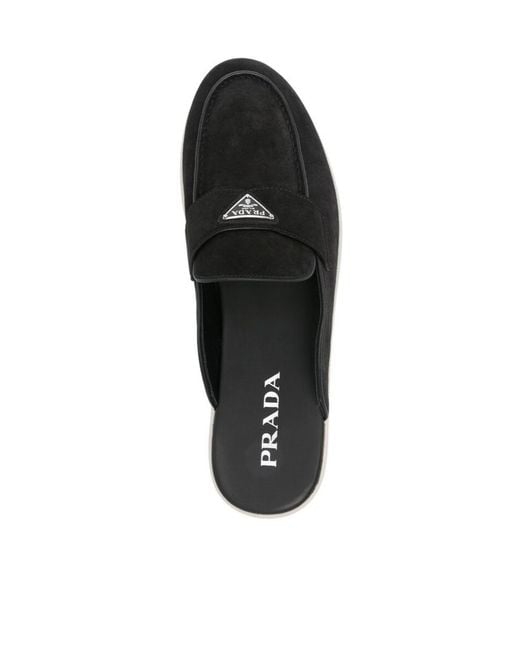 Prada Black Suede Slippers for men