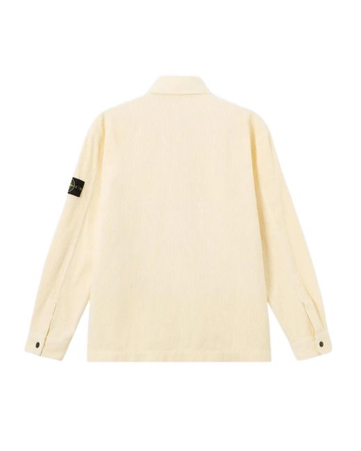 Stone Island Natural Snap-Button Shirt Jacket With Chest Pockets for men