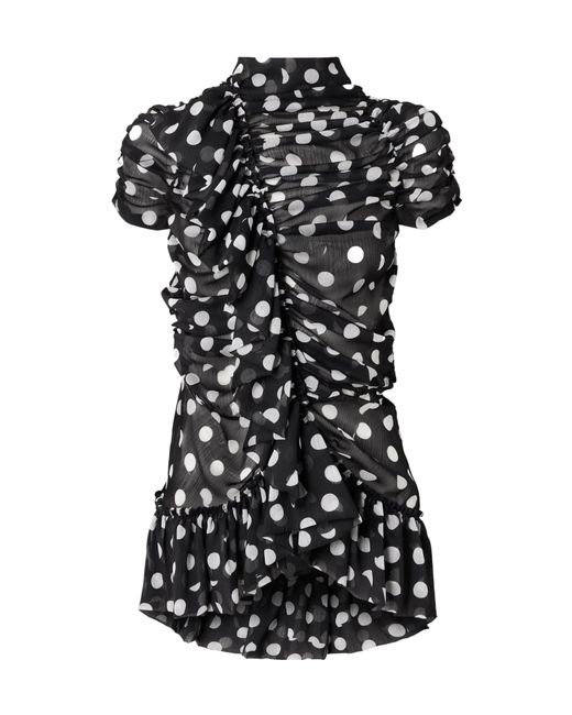 Dries Van Noten Black Polka Dot Shirt With Ruffles