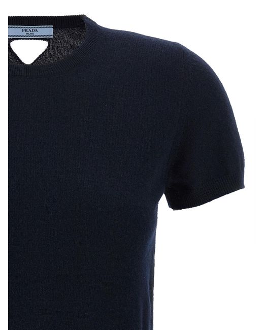 Prada Blue Crewneck Short-Sleeved Jumper