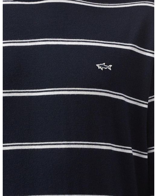 Paul & Shark Blue Round-Neck Striped Pullover for men