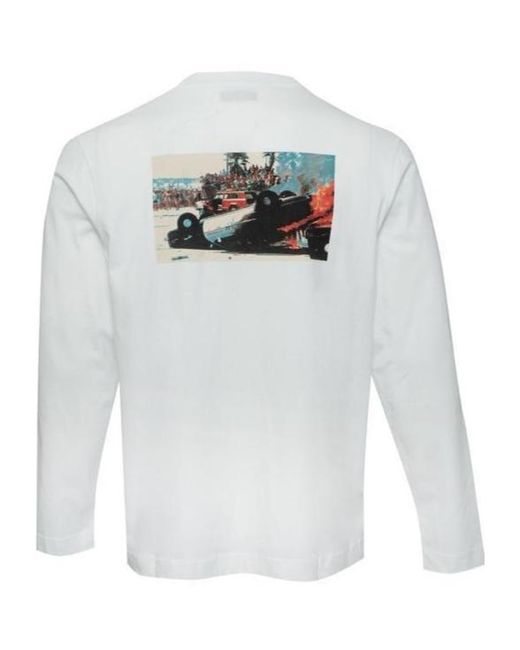 Palm Angels White Printed Long-Sleeved T-Shirt for men