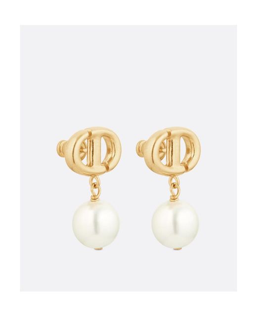 Dior White Cd Earrings