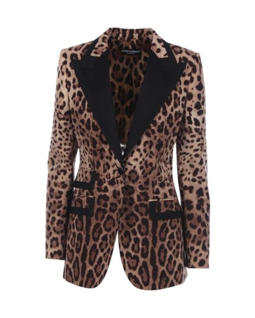 Dolce & Gabbana Black Leopard Print Tailored Blazer