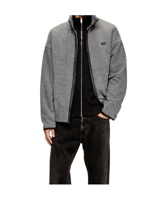DIESEL Gray S-Baty-New Zip-Up Sweatshirt for men
