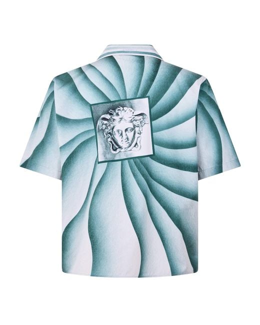 Versace Blue Gradientprint Shortsleeve Shirt for men