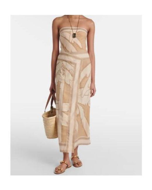 Johanna Ortiz Natural Palms Pontoon Cotton Poplin Midi Dress