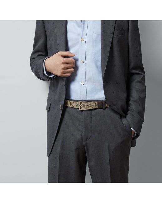 Gucci White Reversible Rectangle Buckled Belt for men