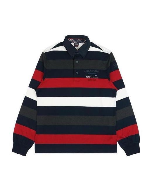 Paul & Shark Blue Striped Long-Sleeved Polo Shirt for men