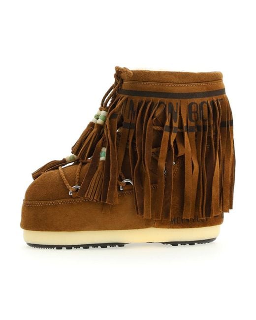 Alanui Brown X Moon Boot Icon Low Fringed Shearling Boots