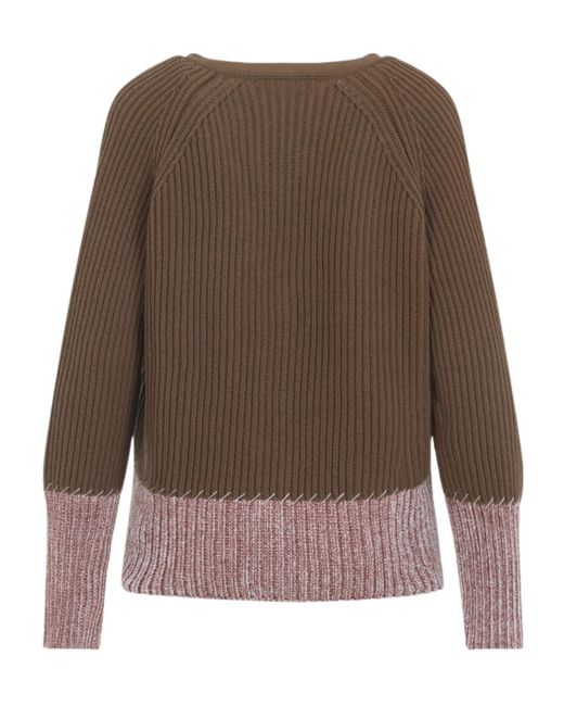 Marni Brown Color-Block Knitted Cardigan
