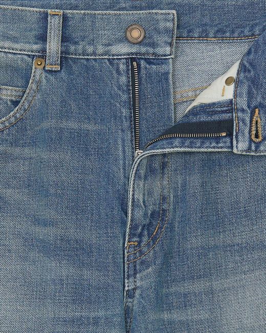 Saint Laurent Blue 70's High Waist Straight Leg Jeans