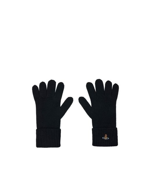Vivienne Westwood Black Orb-Embroidered Gloves