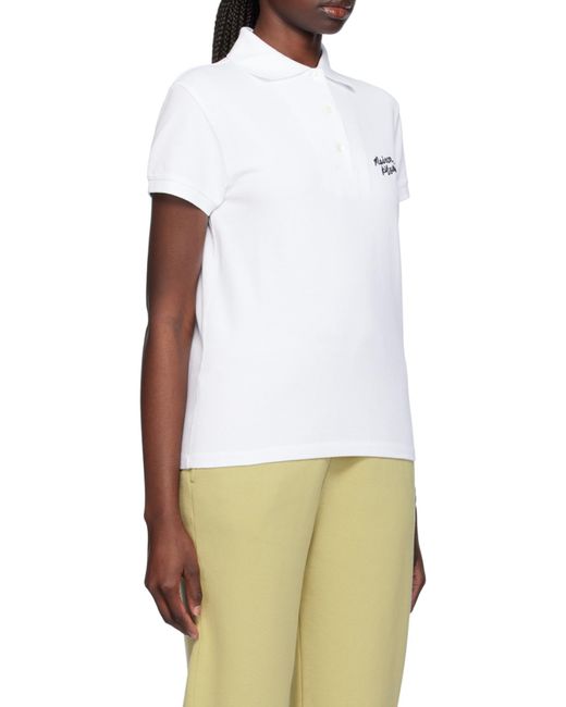 Maison Kitsuné White Maison Kitsuné Handwriting Short Sleeved Polo Shirt