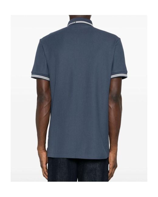Emporio Armani Blue Placed Logo Polo Shirt for men