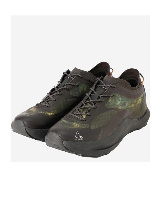 And Wander Black X Roa Printed Low-Top Sneakers for men