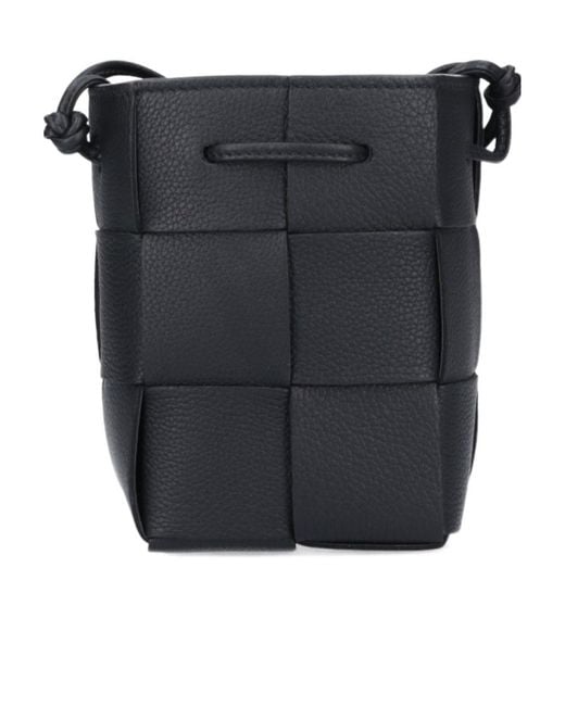 Bottega Veneta Black Cassette Mini Bucket Shoulder Bag