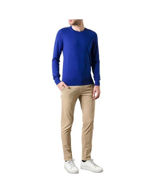 Burberry Blue Round-Necked Wool Sweater for men