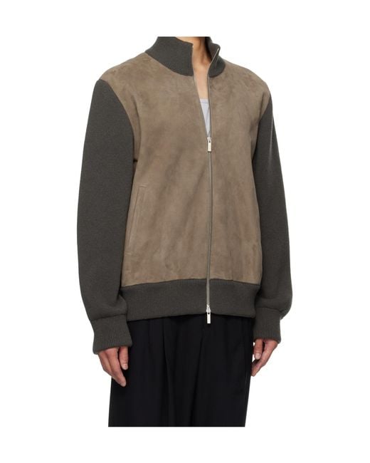 Ferragamo Brown Zip-Up Bomber Jacket for men