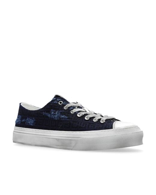 Givenchy Blue 4G Monogrammed Distressed Sneakers for men