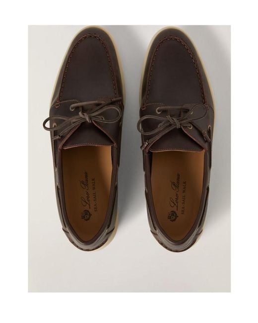 Loro Piana Brown Lace-Up Flat Shoes for men