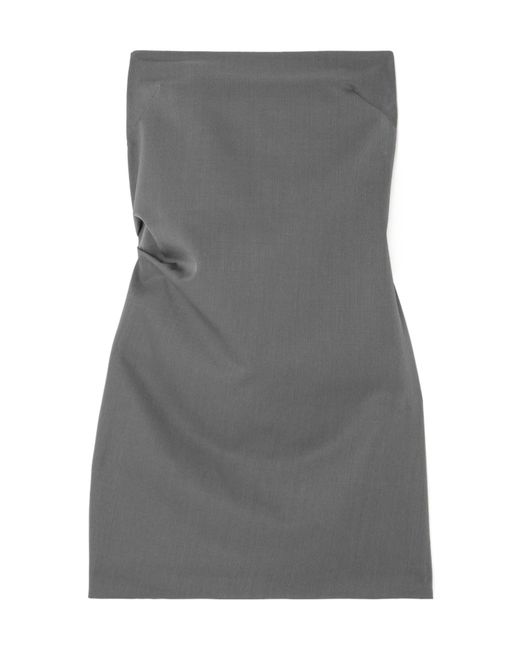 St. Agni Gray Strapless Cutout Wool-Blend Twill Mini Dress