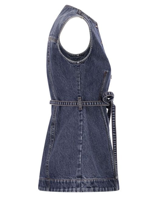 Sportmax Blue Spddominio Denim Sleeveless Top